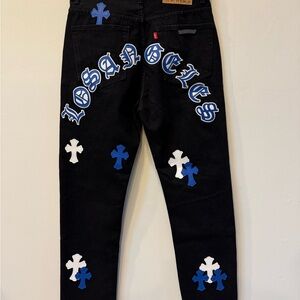 Chrome Hearts Blue White Cross Jeans Los Angeles Exclusive